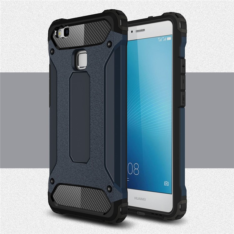 Plastic + TPU Armor Guard Shield Cover for Huawei P9 Lite / G9 Lite - Dark Blue-1
