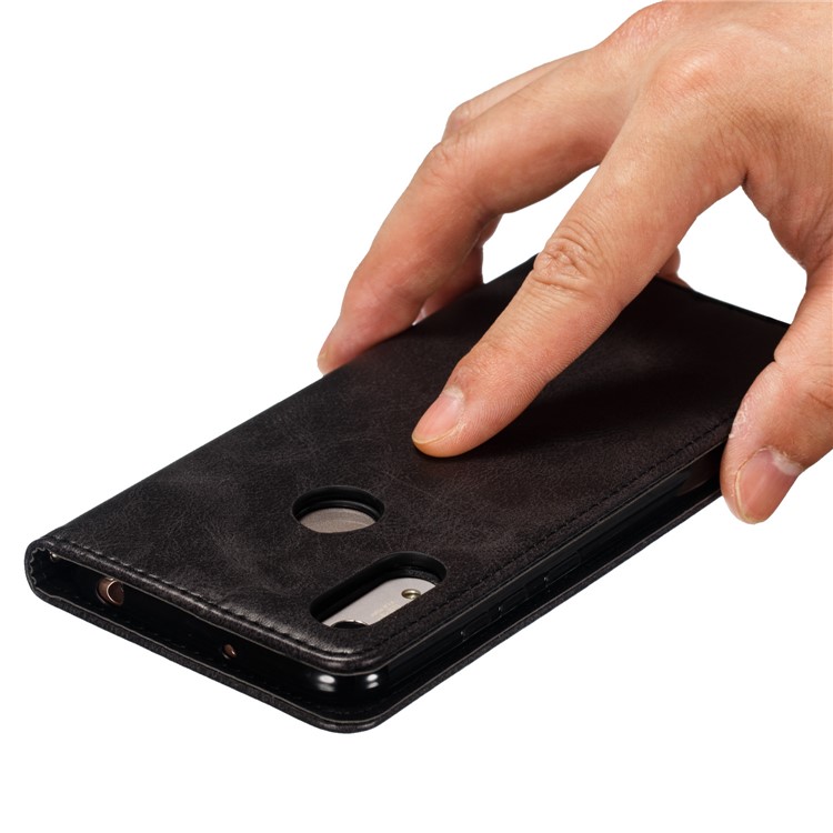 Auto-absorbed Zipper Wallet Leather Cell Phone Casing for Huawei Y6 (2019, with Fingerprint Sensor)/Y6 Prime(2019)/Honor 8A - Black-13