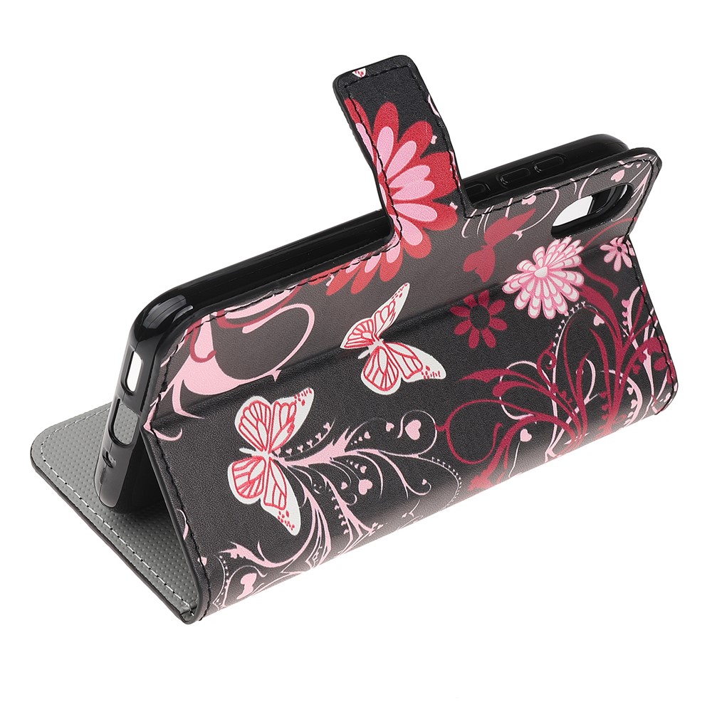 Pattern Printing PU Leather Stand Phone Cover for Huawei Y5 (2019) / Honor 8S - Butterflies and Flowers-4