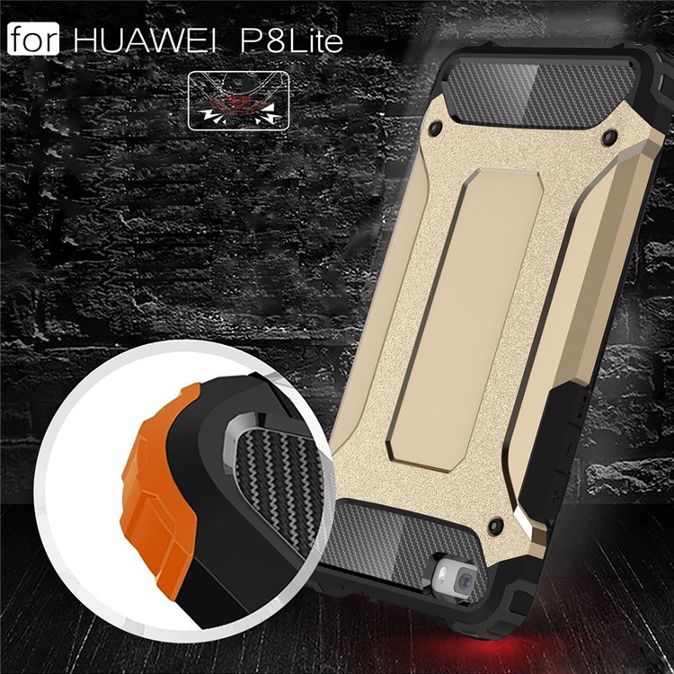 Armor Guard Plastic & TPU Phone Shell for Huawei Ascend P8 Lite - Gold-5