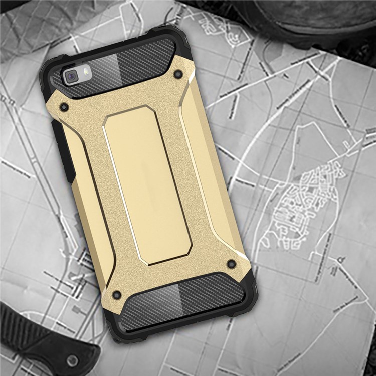 Armor Guard Plastic & TPU Phone Shell for Huawei Ascend P8 Lite - Gold-6