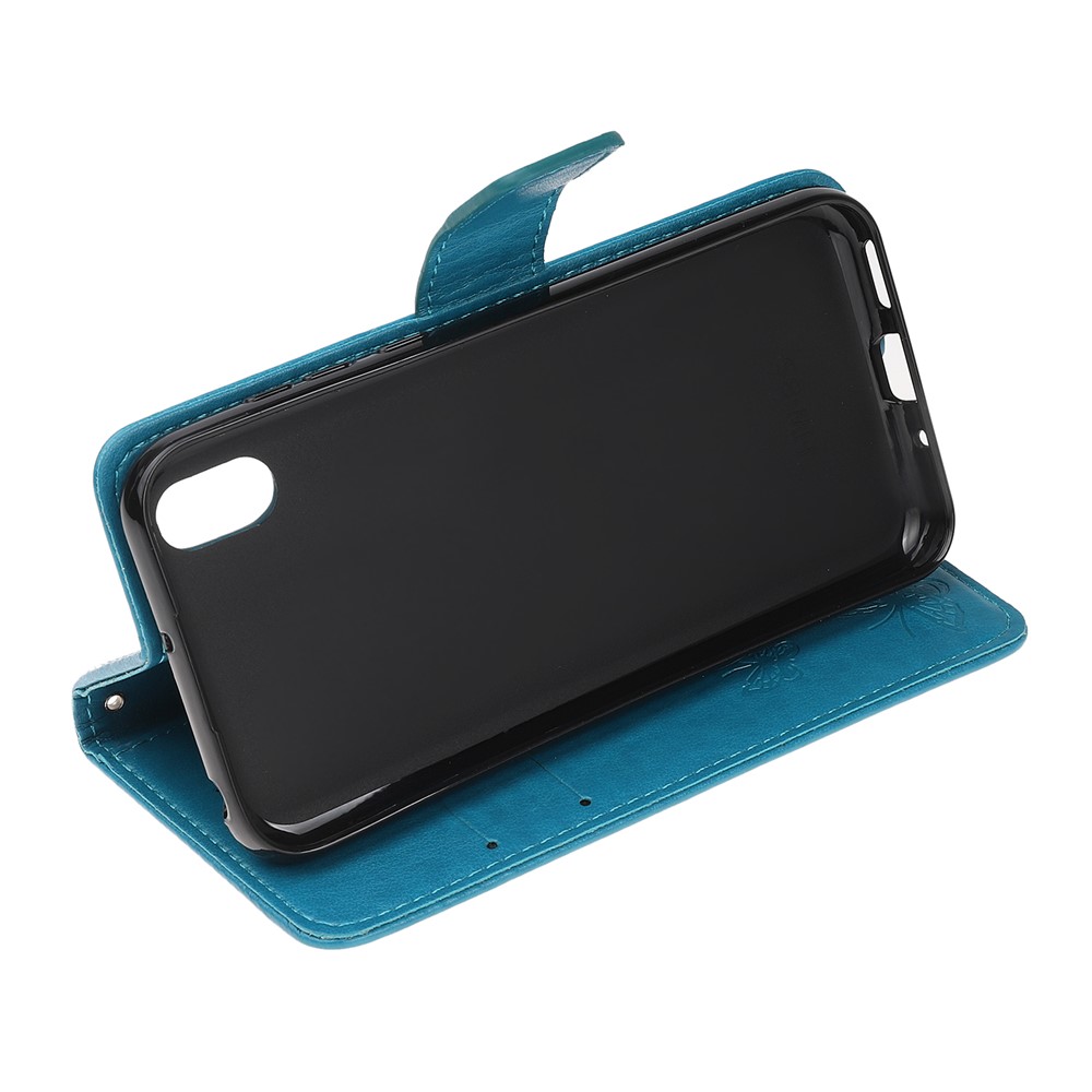 Imprime Borboleta Flores Carteira De Couro Para Huawei Y5 (2019) / Honra 8S - Azul-3