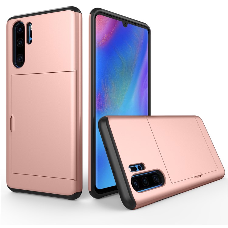 PC + TPU Hybrid Case with Card Slot for Huawei P30 Pro - Rose Gold-1