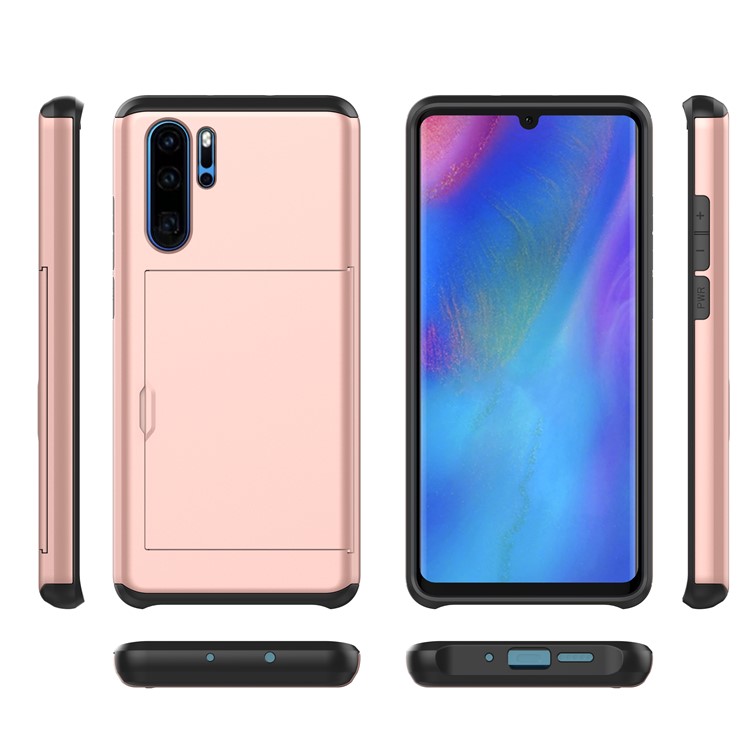 PC + TPU Hybrid Case with Card Slot for Huawei P30 Pro - Rose Gold-2