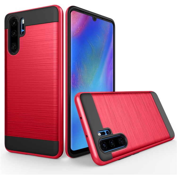 Brushed PC + TPU Hybrid Case for Huawei P30 Pro - Red-1