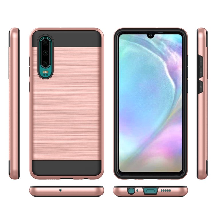 Brushed PC + TPU Hybrid Case for Huawei P30 - Rose Gold-3