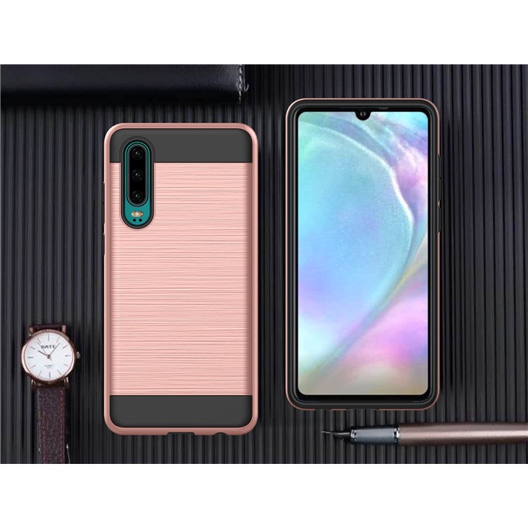 Brushed PC + TPU Hybrid Case for Huawei P30 - Rose Gold-4