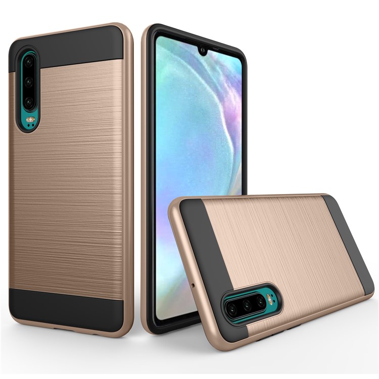 Brushed PC + TPU Hybrid Case for Huawei P30 - Gold-1