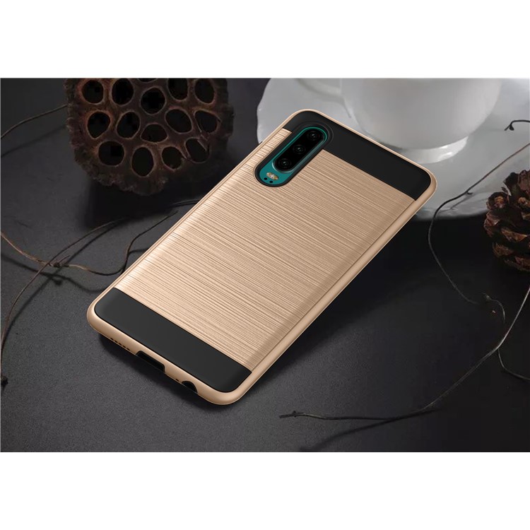 Brushed PC + TPU Hybrid Case for Huawei P30 - Gold-3