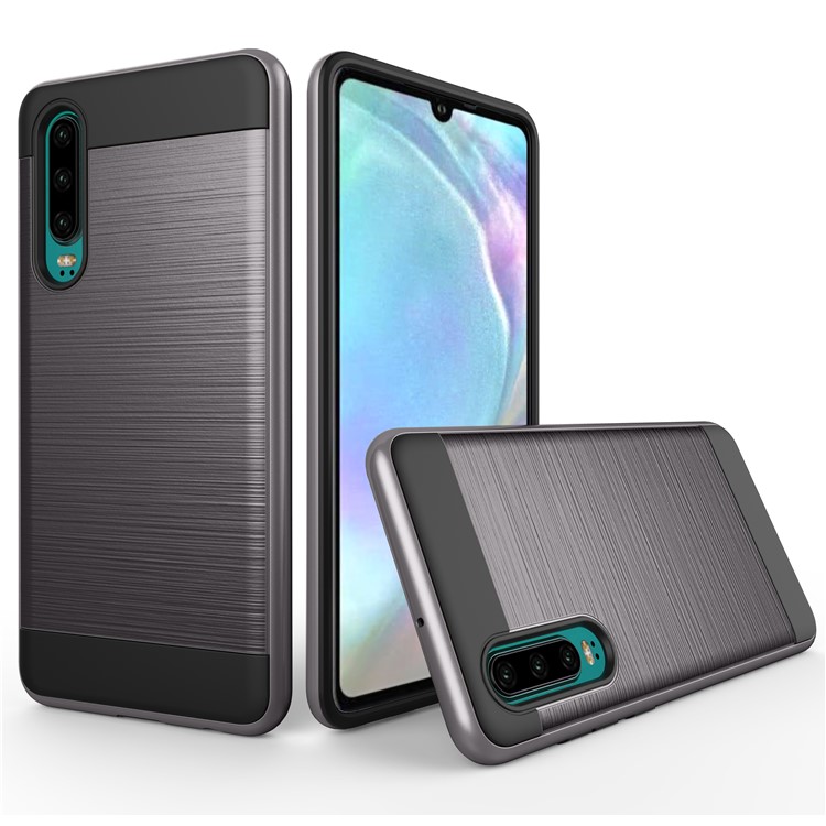 Brushed PC + TPU Hybrid Case for Huawei P30 - Dark Grey-1