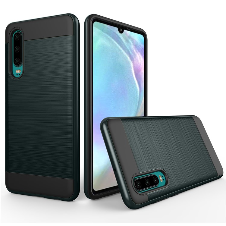 Brushed PC + TPU Hybrid Case for Huawei P30 - Dark Blue-1