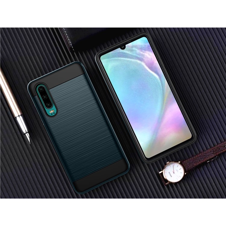 Brushed PC + TPU Hybrid Case for Huawei P30 - Dark Blue-2