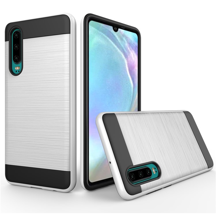 Brushed PC + TPU Hybrid Case for Huawei P30 - Silver-1