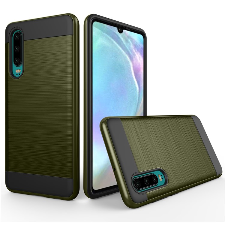 Brushed PC + TPU Hybrid Case for Huawei P30 - Army Green-1