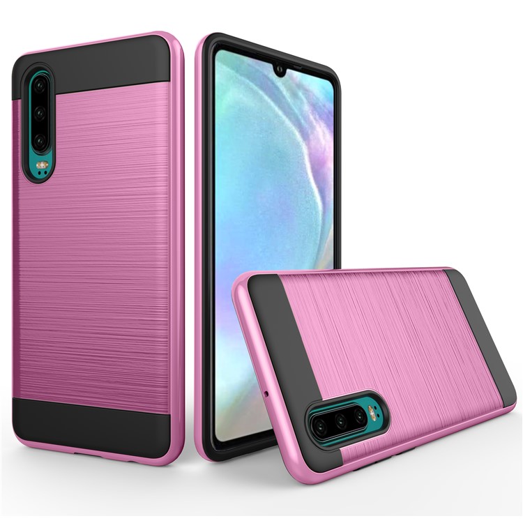 Brushed PC + TPU Hybrid Case for Huawei P30 - Pink-1