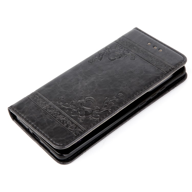Imprint Hearts Leather Wallet Case for Huawei P30 Pro - Dark Grey-7