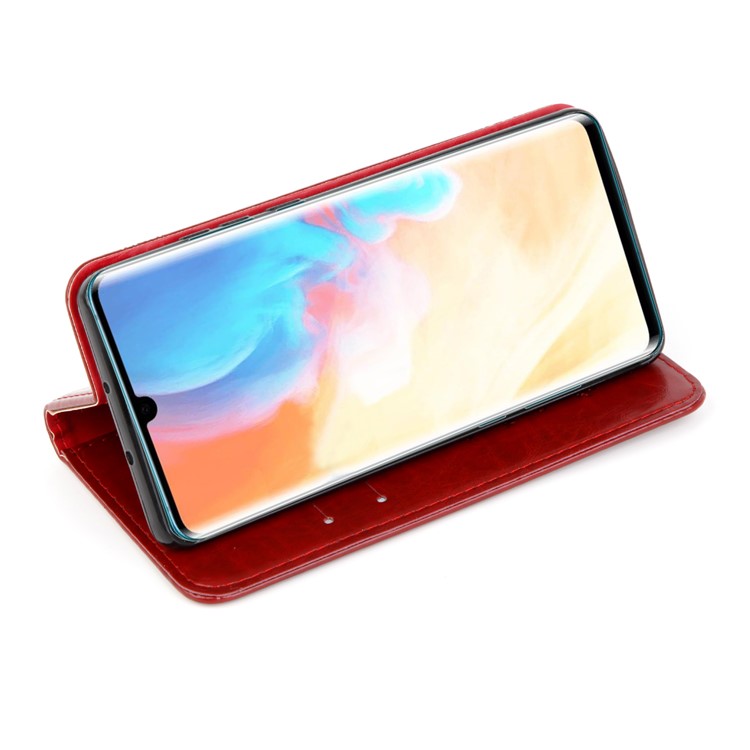 Imprint Hearts Leather Wallet Case for Huawei P30 Pro - Red-4