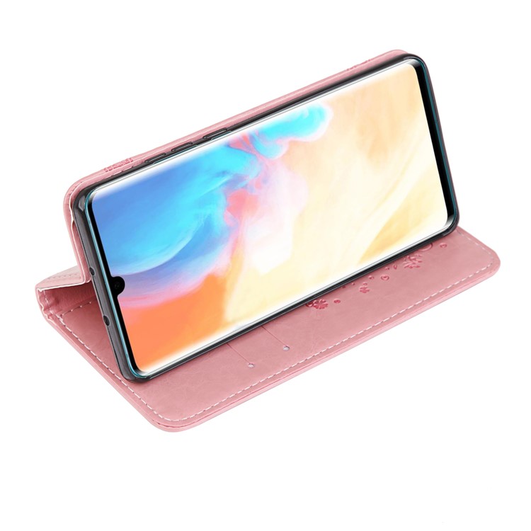 Imprint Hearts Leather Wallet Case for Huawei P30 Pro - Pink-2