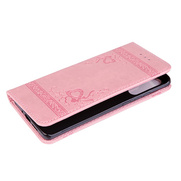 Imprint Hearts Leather Wallet Case for Huawei P30 Pro - Pink-5