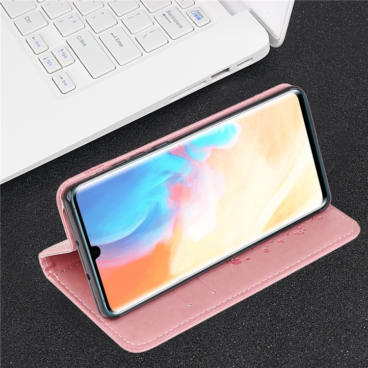 Imprint Hearts Leather Wallet Case for Huawei P30 Pro - Pink-7