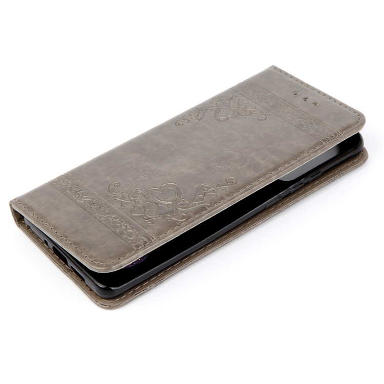 Imprint Hearts Leather Wallet Case for Huawei P30 Pro - Light Grey-4