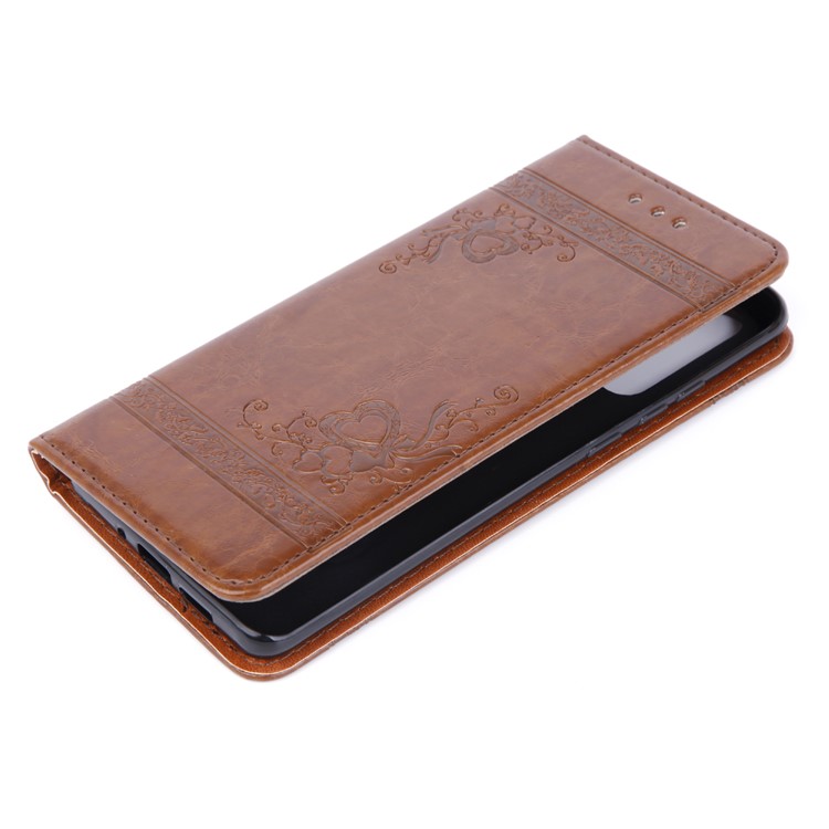 Imprint Hearts Leather Wallet Case for Huawei P30 Pro - Coffee-7
