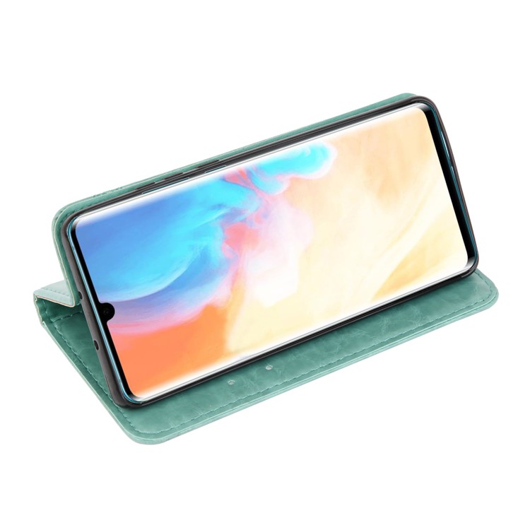 Imprint Hearts Leather Wallet Case for Huawei P30 Pro - Cyan-2