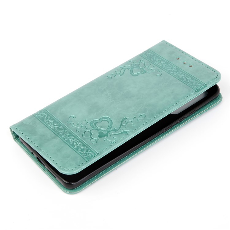 Imprint Hearts Leather Wallet Case for Huawei P30 Pro - Cyan-4