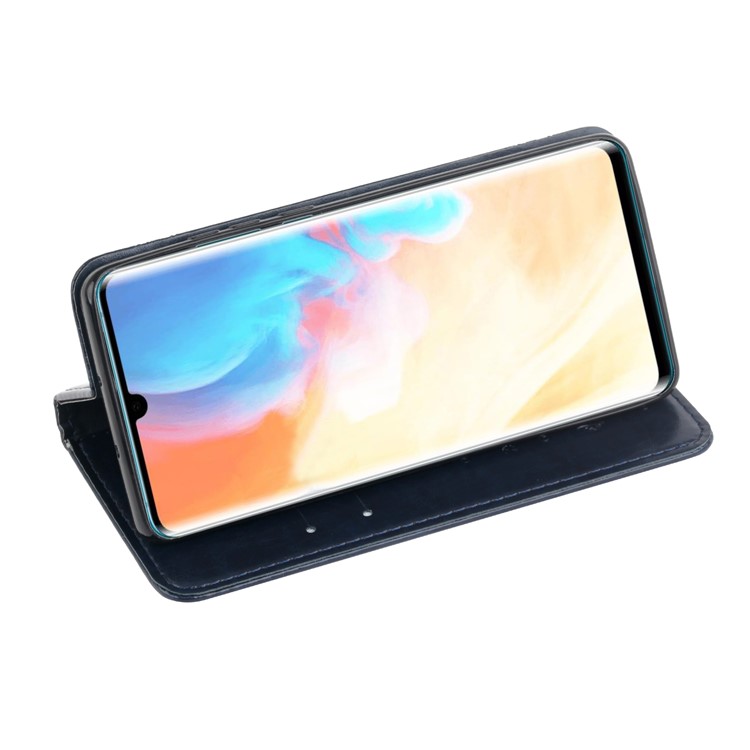 Imprint Hearts Leather Wallet Case for Huawei P30 Pro - Dark Blue-3