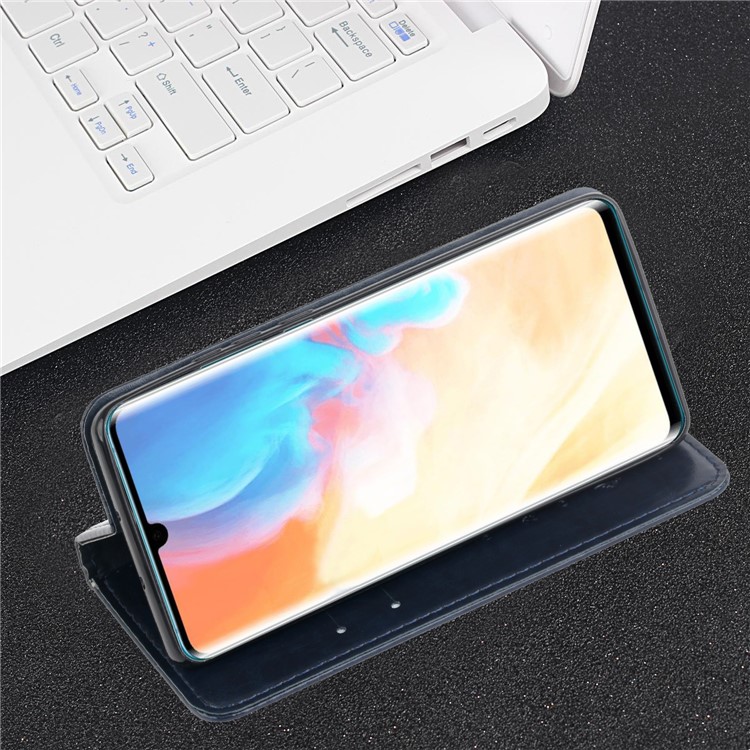 Imprint Hearts Leather Wallet Case for Huawei P30 Pro - Dark Blue-4