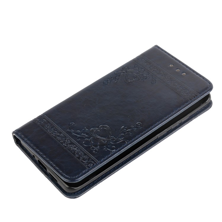 Imprint Hearts Leather Wallet Case for Huawei P30 Pro - Dark Blue-6