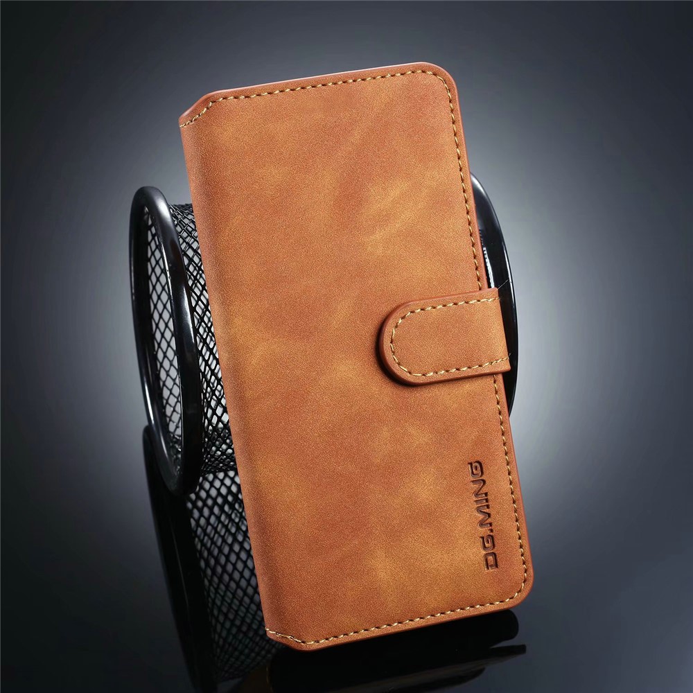 DG.MING Retro Style Leather Wallet Stand Case for Huawei P30 Lite / nova 4e - Brown-6