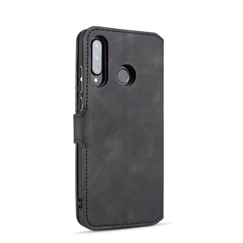 DG.MING Retro Style Leather Wallet Stand Case for Huawei P30 Lite / nova 4e - Black-3