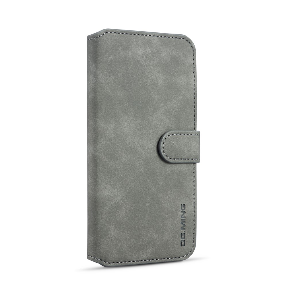 DG.MING Retro Style Leather Wallet Stand Case for Huawei P30 Lite / nova 4e - Grey-2