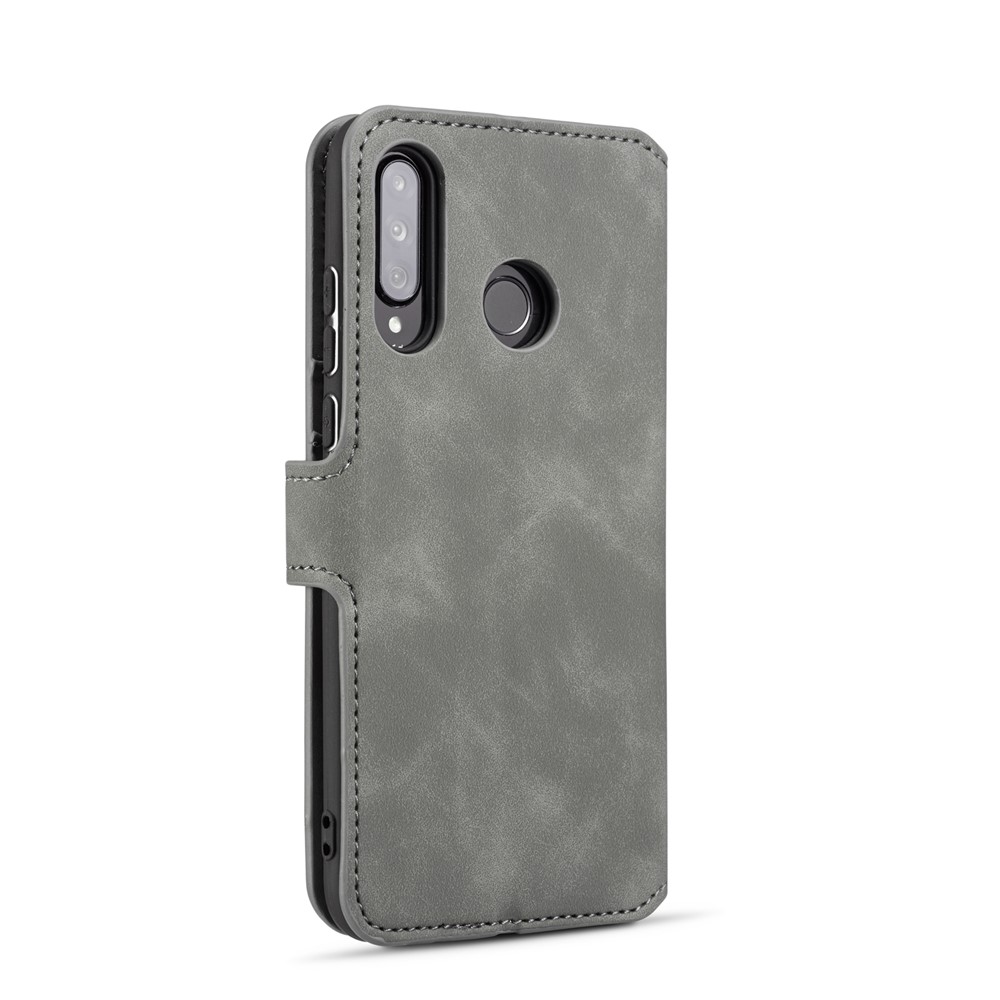 DG.MING Retro Style Leather Wallet Stand Case for Huawei P30 Lite / nova 4e - Grey-3