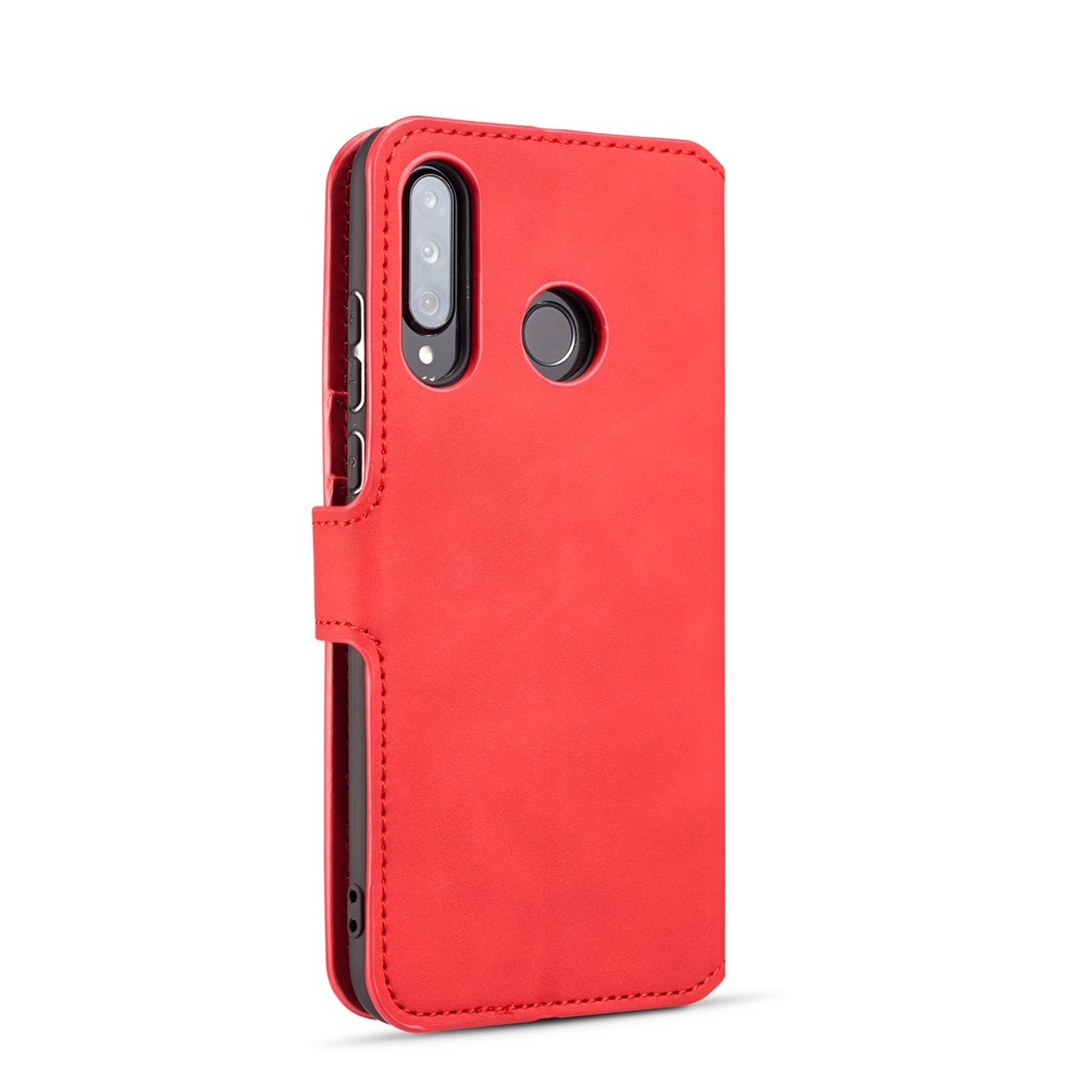 DG.MING Retro Style Leather Wallet Stand Case for Huawei P30 Lite / nova 4e - Red-3
