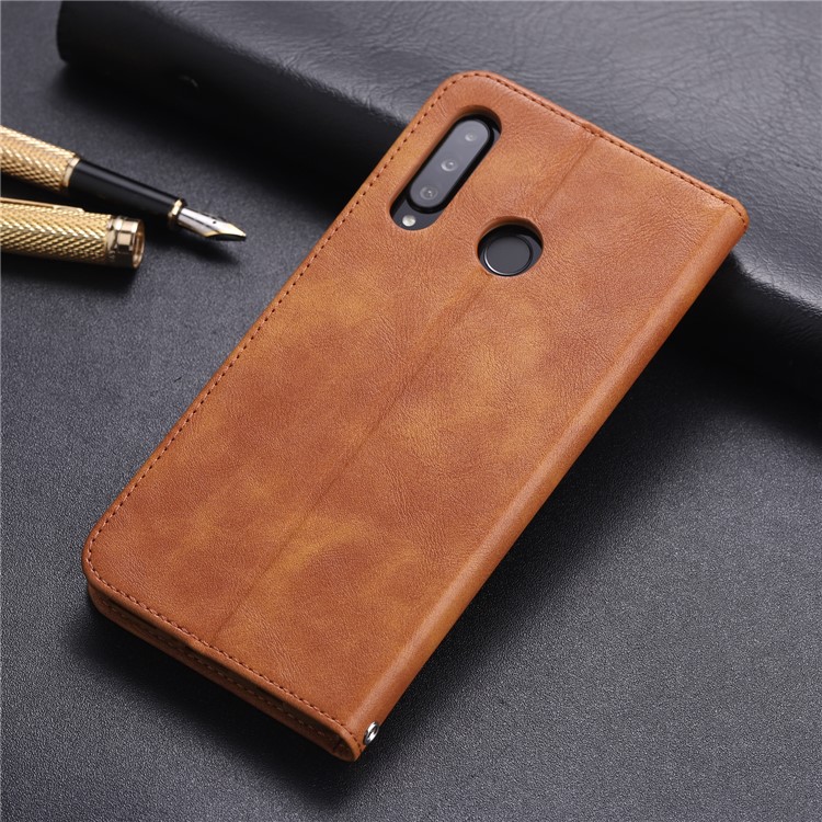 AZNS Auto-absorbed Crazy Horse Vintage Leather Stand Case for Huawei P30 Lite / nova 4e - Brown-2