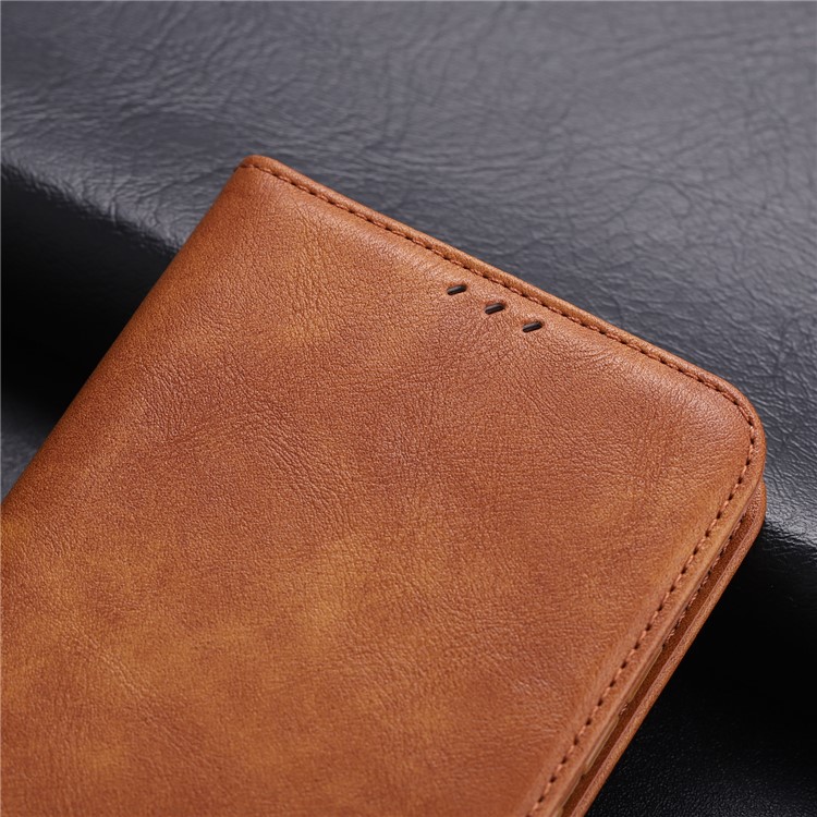 AZNS Auto-absorbed Crazy Horse Vintage Leather Stand Case for Huawei P30 Lite / nova 4e - Brown-3