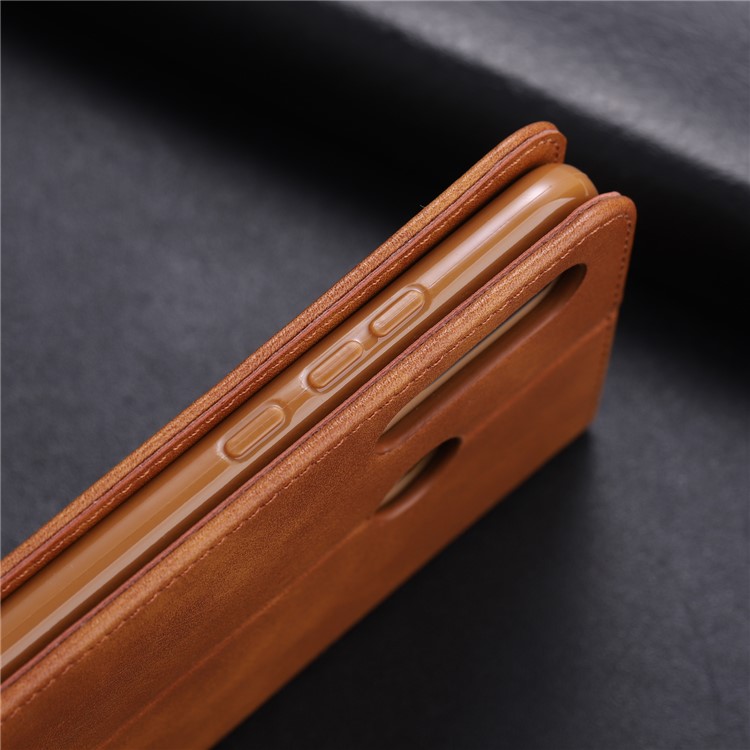 AZNS Auto-absorbed Crazy Horse Vintage Leather Stand Case for Huawei P30 Lite / nova 4e - Brown-6