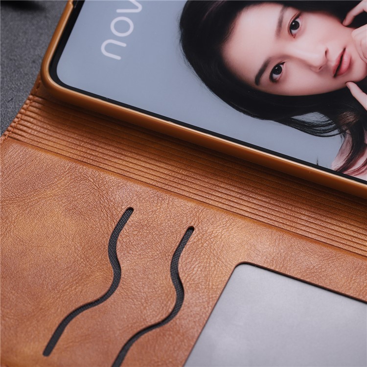 AZNS Auto-absorbed Crazy Horse Vintage Leather Stand Case for Huawei P30 Lite / nova 4e - Brown-8