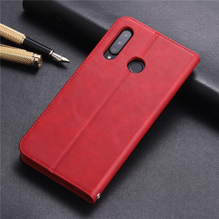 AZNS Auto-absorbed Crazy Horse Vintage Leather Stand Case for Huawei P30 Lite / nova 4e - Red-2