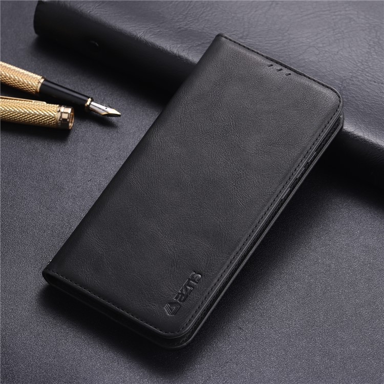 AZNS Auto-absorbed Crazy Horse Vintage Leather Stand Case for Huawei P30 Lite / nova 4e - Black-1