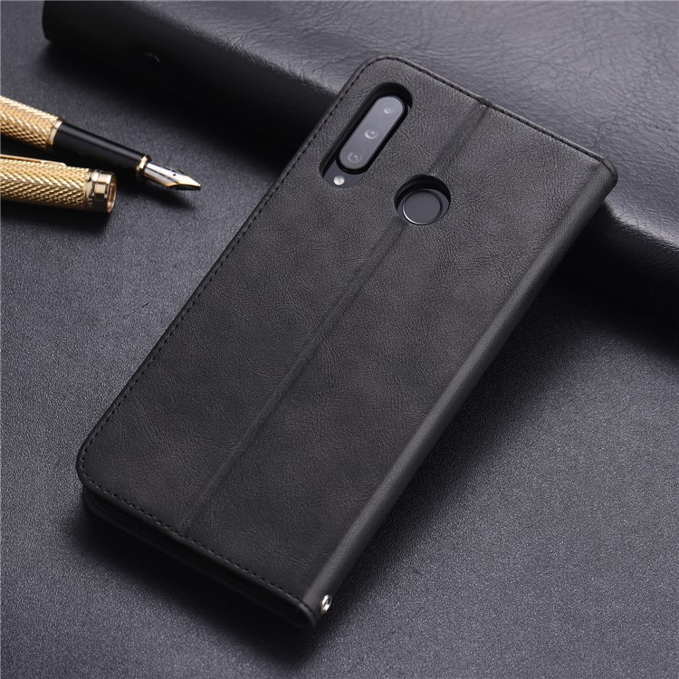 AZNS Auto-absorbed Crazy Horse Vintage Leather Stand Case for Huawei P30 Lite / nova 4e - Black-2