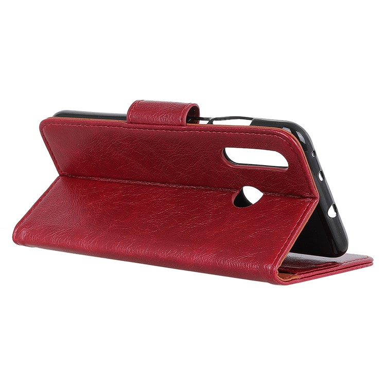 Nappa Textured Split Leather Wallet Magnetic Case for Huawei P Smart Z / Y9 Prime 2019 - Red-11