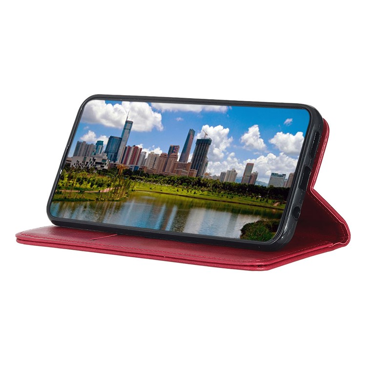 Auto-absorbed Litchi Texture Split Leather Cell Phone Case for Huawei P Smart Z / Y9 Prime 2019 - Red-4