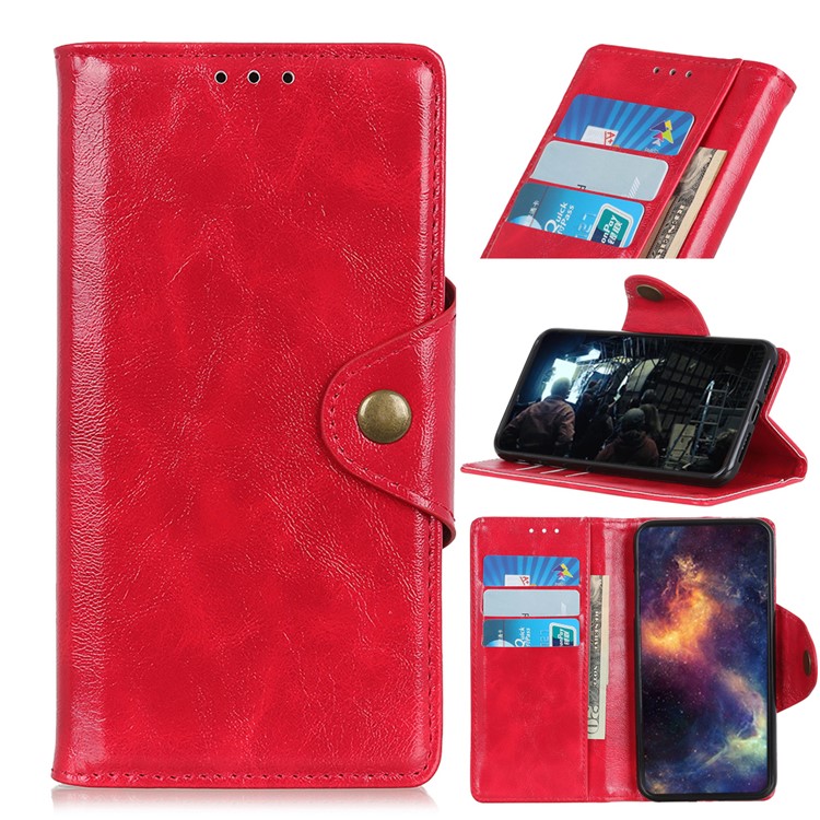Textured PU Leather Wallet Stand Phone Case for Huawei P Smart Z / Y9 Prime 2019 - Red-1