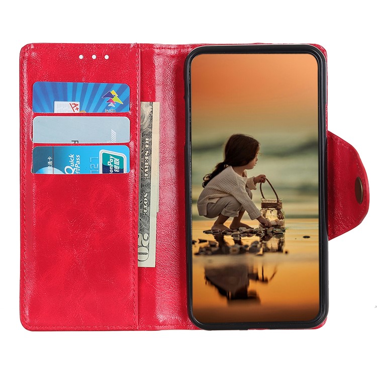 Textured PU Leather Wallet Stand Phone Case for Huawei P Smart Z / Y9 Prime 2019 - Red-3