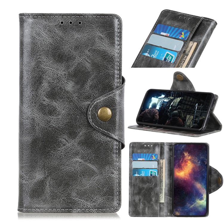 Textured PU Leather Wallet Stand Phone Case for Huawei P Smart Z / Y9 Prime 2019 - Grey-1
