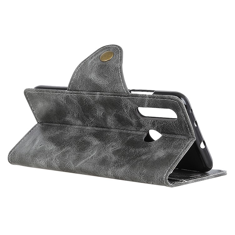 Textured PU Leather Wallet Stand Phone Case for Huawei P Smart Z / Y9 Prime 2019 - Grey-9