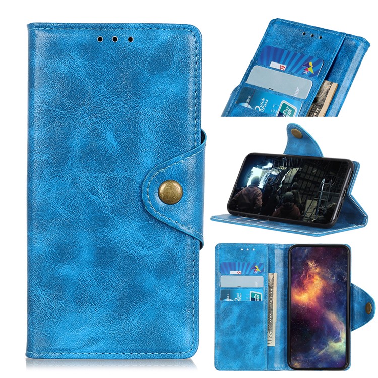 Textured PU Leather Wallet Stand Phone Case for Huawei P Smart Z / Y9 Prime 2019 - Blue-1
